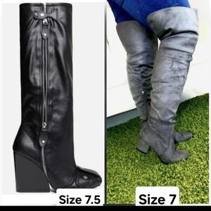 Black Leather Knee-High Boots